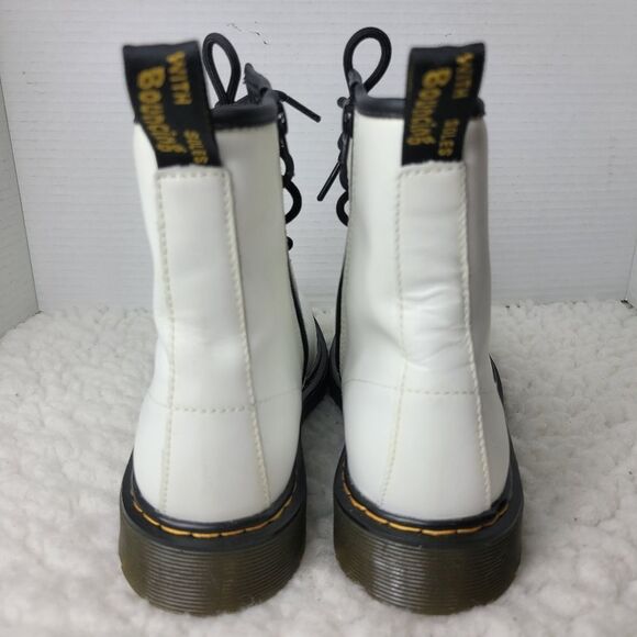 Dr. Martens 1460 Y Women's Boots Size 7 White leather Side Zipper Biker Shoes - Picture 4 of 9